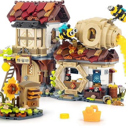 HIGH GODO Honey Workshop Mini Building Set, MOC Creative DIY Simulation Architecture Toy, Collectible for Adults, Kids 8-12, NOT Compatible with Classic Bricks (1242 Pieces)