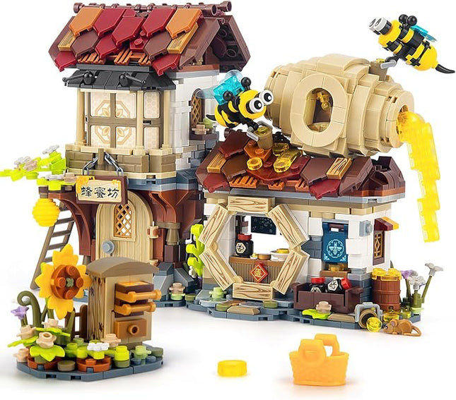 HIGH GODO Honey Workshop Mini Building Set, MOC Creative DIY Simulation Architecture Toy, Collectible for Adults, Kids 8-12, NOT Compatible with Classic Bricks (1242 Pieces)