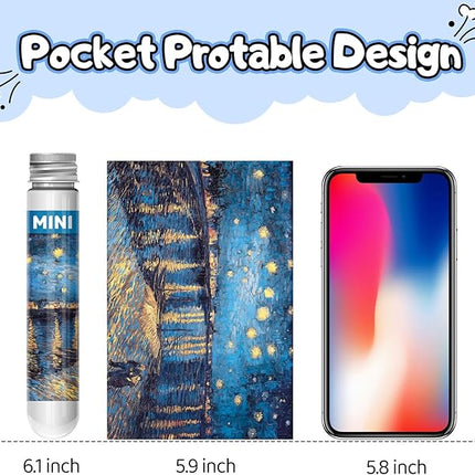 150 Piece Mini Jigsaw Puzzles for Adults & Kids, 6" x 4" Starry Night & More 3 Pack