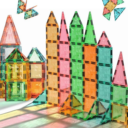 Magnetic Tiles,Magnet Building Blocks Construction Stacking Educational Toy Creative Playboard for Kids Ages 3+ (60 Pieces)
