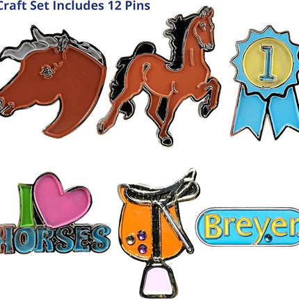 Breyer Horses Paint and Wear Enamel Pins Craft Set | Pins, Paints, Glitter & Rhinestones | Includes 12 Enamel Pins | Model #4240