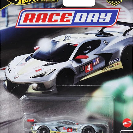 Hot Wheels Premium Car Culture Collectible Toy Car, 1:64 Scale Die-Cast Corvette C8 R, Race Day Vehicle with Real Riders Tires