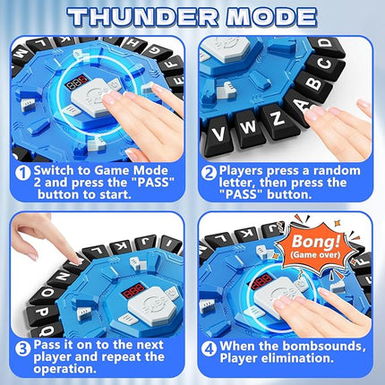 Word Game Family Board Game with Digital Display Timer and 2 Categories Modes Fun Fast-Paced 24-Letter Game for Learning Party Interactive (Blue)