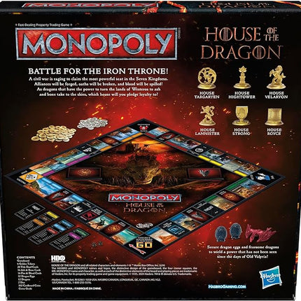 Monopoly House of the Dragon Edition Board Game | Based on the Hit TV Series | Ages 17 and Up | 2 to 6 Players | Strategy Games (Amazon Exclusive)