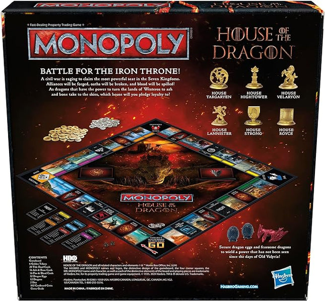 Monopoly House of the Dragon Edition Board Game | Based on the Hit TV Series | Ages 17 and Up | 2 to 6 Players | Strategy Games (Amazon Exclusive)