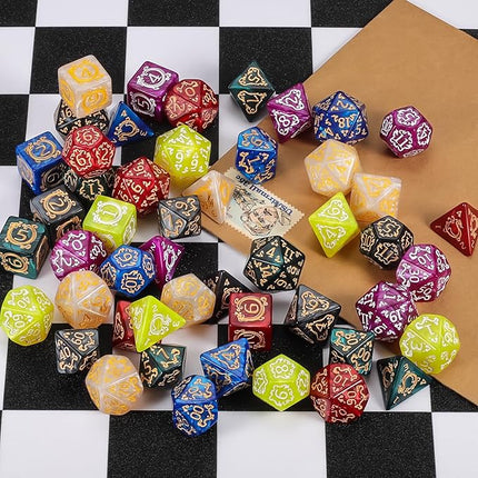 CiaraQ Polyhedral Dice Set - DND Role Playing Dice for Dungeons and Dragons RPG Table Games, Multi-Color, 49pcs