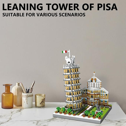 Leaning Tower of Pisa Micro Mini Building Blocks Set Italy Architecture Building Kits Famous Landmark Model Toys Gift for Adults Kids Teens 2500 PCS