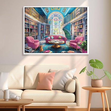 500 Piece Puzzle for Adults, Unique Bookstore Puzzles for Adults 500 Pieces, Colorful Library Bookshelf Jigsaw Puzzles 500 Pieces, Family Challenging Puzzle Game Great Gift Idea 20.5 * 15 in