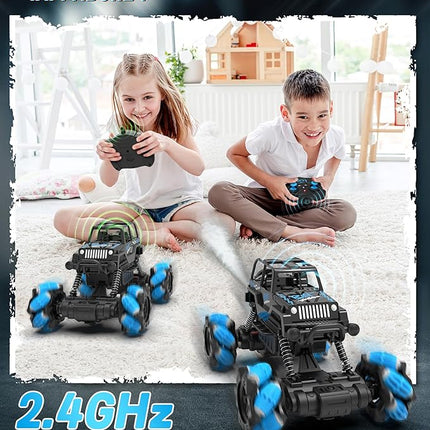 RC Sideways Stunt Car, 2.4 Ghz Remote Control Drift Car, Features 360° Rotation, Spins, Spray, All Terrain 4WD RC Stunt Cars Toys for 6-12 Years Boys Girls Gifts for Christmas New Year