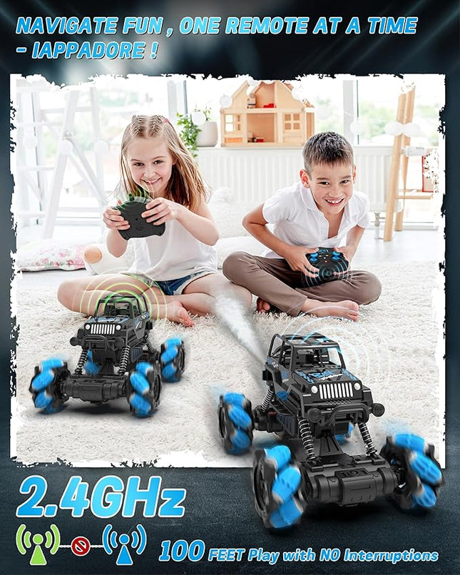 RC Sideways Stunt Car, 2.4 Ghz Remote Control Drift Car, Features 360° Rotation, Spins, Spray, All Terrain 4WD RC Stunt Cars Toys for 6-12 Years Boys Girls Gifts for Christmas New Year