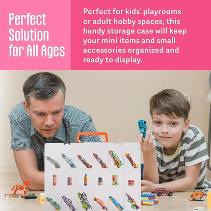 Plastic Toy-Storage Case for Mini Brands, Hot Wheels, Shopkins, L.O.L. Surprise! Dolls, and Small Plastic Toys, Collectibles Storage Organizer, Pink