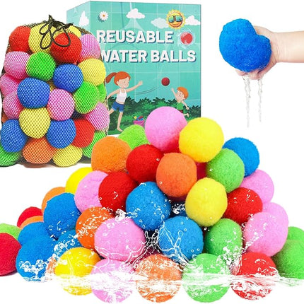90 Pcs Reusable Water Balls, Reusable Water Balloons for Outdoor Toys and Games, Water Toys for Kids and Adults Boys and Girls - Summer Toys Ball for Pool and Backyard Fun
