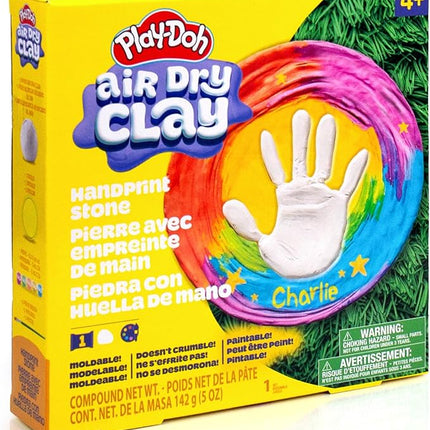 Play-Doh Air Dry Handprint Stone, Includes Reusable Mold, 5 Acrylic Paints, & 5 oz. of Paintable White Clay, Kids Craft Kit, Crafts for Kids Ages 4-8, Art Supplies for Craftrooms and Classrooms