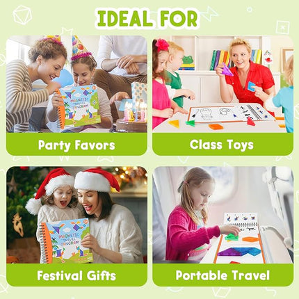 Travel Magnatiles Tangram Puzzle - 3D Building Blocks for Road & Plane Travel STEM Toy with 360 Shape Dissection Puzzles & Brain Teasers, Educational IQ Gift for Kids & Adults