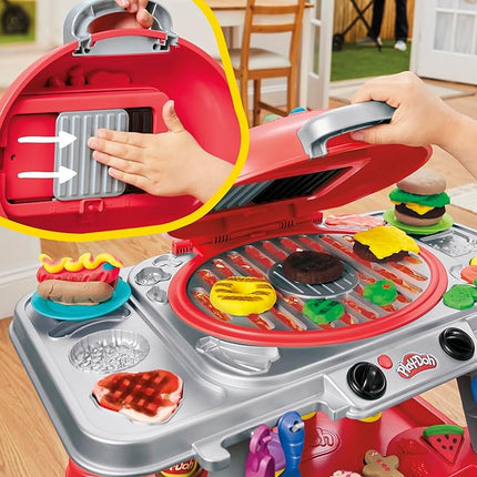 Play-Doh Sizzlin' Grill Playset with Lights & Sounds, 17 Accessories, BBQ Toys for Boys & Girls 3+, Play Food Arts & Crafts, Red