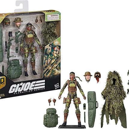 G.I. Joe Classified Series 60th Anniversary Action Marine - Sniper, Collectible 6 Inch Action Figure with Ghillie Suit and 19 Accessories