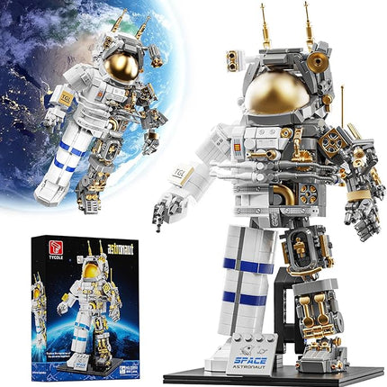 Space Astronaut Building Block Set,860Pcs Spaceman Building Toys with Display Stand, Cool Translucent Design Collection for Home or Office Decor, Birthday Gift for Adults& Boys Age 8-12
