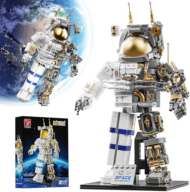 Space Astronaut Building Block Set,860Pcs Spaceman Building Toys with Display Stand, Cool Translucent Design Collection for Home or Office Decor, Birthday Gift for Adults& Boys Age 8-12