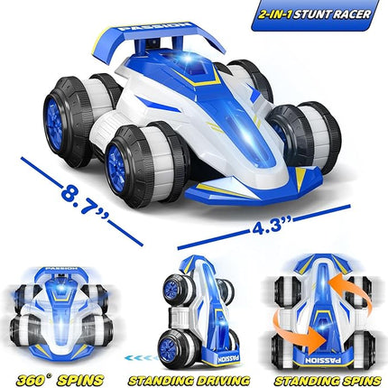 Upgraded Remote Control Car 360° Spins RC Car 2- in-1 Anti-Gravity RC Racer Wheelie Drift Stunt Car with Lights&Music Birthday Gifts Toys for 6 7 8 9 10 11 12 Year Old Boys