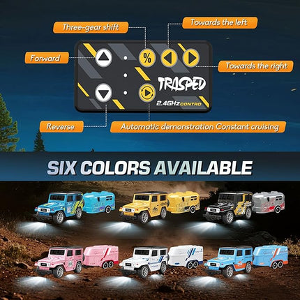 MOONTOY 1:64 Scale Mini Alloy Romote Control Car with LED Lights, 2.4Ghz Remote and App Control Toy Car, 3-Speed Adjustment Pocket Toy Car for Kids 4-8 Years and Adults (Yellow)