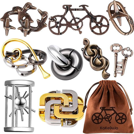 9pcs Metal Puzzle for Adult Disentanglement Puzzles Lock Puzzle Games Set Gift for Adults Teenagers
