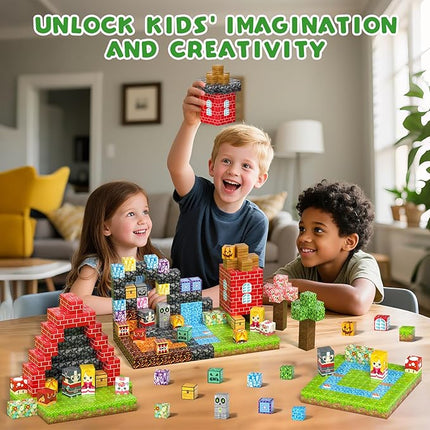 Axirata 208 PCS Magn-etic Building Blocks, Magn-etic Block Building Cubes Set for Kids Toddlers Ages 3+, STEM Sensory Toys Mag-net Tiles Birthday Gifts for Boys and Girls Age 3 4 5 6 7 8 9 10 11 12+