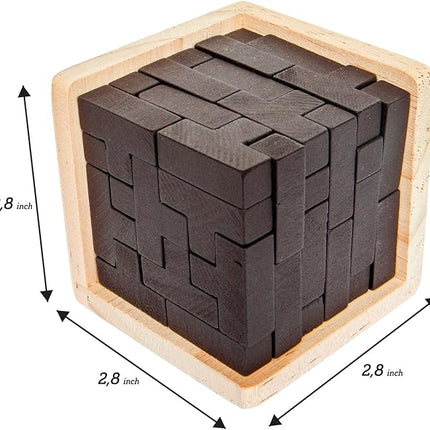 Original 3D Wooden Brain Teaser Puzzle: Engaging 3D Puzzle Box for Kids 8-12 & Adults, Desk Toys Delight, Challenging Games & Wooden Puzzles for Adult Brain Boost (Brown)