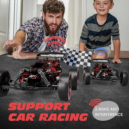 Tecnock RC Cars for Kids, 1:18 Scale 2WD RC Car with LED Lights, 2.4GHz Remote Control Car with USB-C Easy Charging & 50 Mins Playtime, Toys Gifts for Boys & Girls Ages 8-12