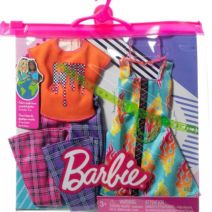 Barbie Fashions 2-Pack Clothing Set, 2 Outfits for Barbie Doll Include 2 Rock 'n Roll-Themed Looks & 2 Accessories