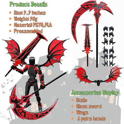 Assembled T13 Robot Action Figure Set, Dummy 13, 3D Printed Lucky 13 Titan, for Collectors Desktop Decorations, Red