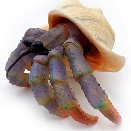 Gemini&Genius Sea Animal Hermit Crab Action Figure Toy for Kids, Soft Rubber Realistic Ocean Crab Educational and Role Play Toys for Kids and Collectors, Great Swimming and Bath Toys (Hermit Crab)
