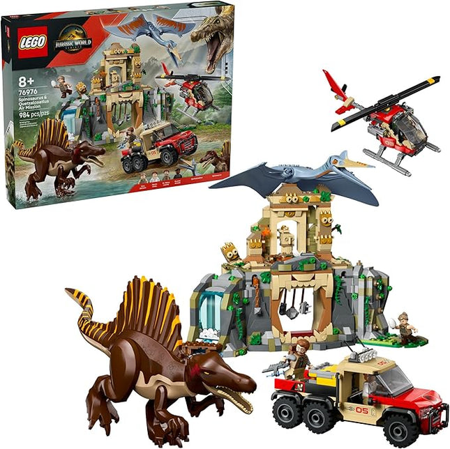 LEGO Jurassic World Spinosaurus & Quetzalcoatlus Air Mission - Dinosaur Toy for Kids - Pretend Play Building Toy with Dinosaur Figurines for Girls and Boys, 8+ - Birthday or Any-Time Gift Idea - 76976