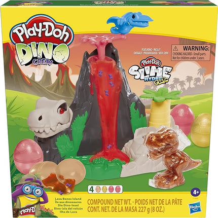 Play-Doh Slime Dino Crew Lava Bones Island Volcano Playset with HydroGlitz Eggs and Mix-ins, Dinosaur Toy for Kids 4 Years and Up, Non-Toxic