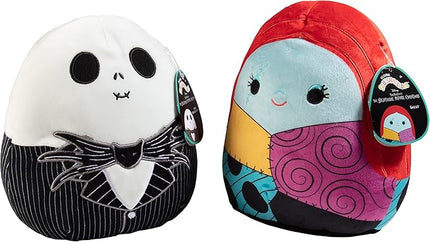 Squishmallows 8" Jack and Sally - Nightmare Before Christmas Official Kellytoy Halloween - Cute and Soft Plush Stuffed Animals -Set of 2 - Great Gift for Kids - Ages 2+