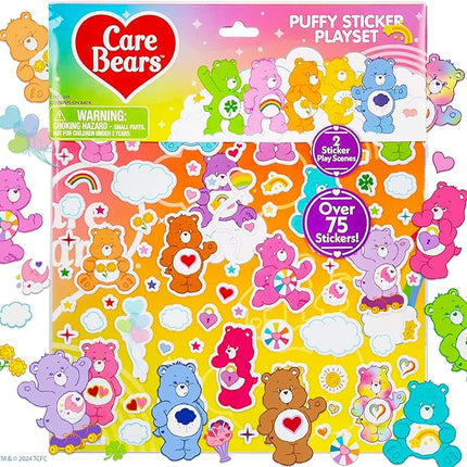 Care Bears Puffy Sticker Playset - Over 75 Reusable Stickers & 2 Play Scenes, Fun Activities, Travel Toys for Kids Ages 4-8