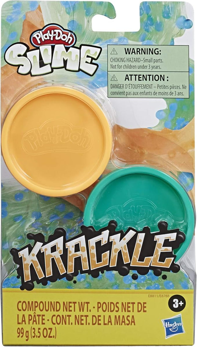 Play-Doh Krackle Slime Orange & Green 2 Pack of Slime Compound with Beads for Kids 3 Years & Up
