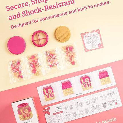 Chupa Chups X PieceRelax 3D Puzzle Jar 96 Plastic Pieces for Adults - Sweet Days - Full of Love Use Includes Divider as Pen and Utensils Holder with Wooden Lid for Kitchen Dining Study [BB1045]