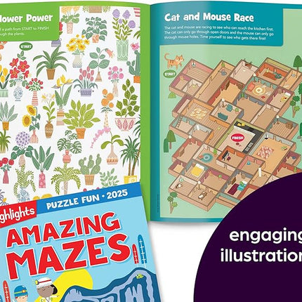 Highlights for Children Puzzle Fun 2025 Books for Kids Ages 6 and Up, 4-Book Set of Brain Teasers, Mazes, Word Puzzles and More Travel-Friendly Screen Free Kids Puzzles