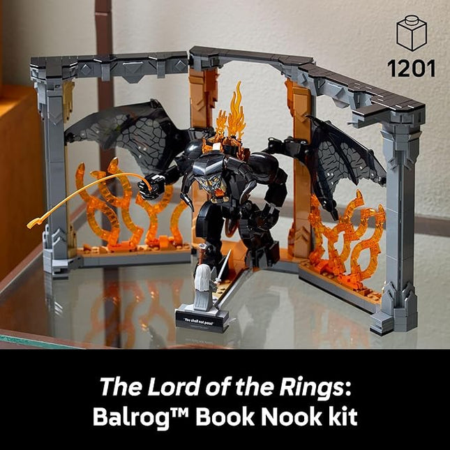 LEGO Icons The Lord of The Rings: Balrog Book Nook Kit - DIY Craft Building Set for Adults, 18+ - Collectible Gandalf Minifigure - Gift Idea for Birthdays - Home or Room Decor - 10367