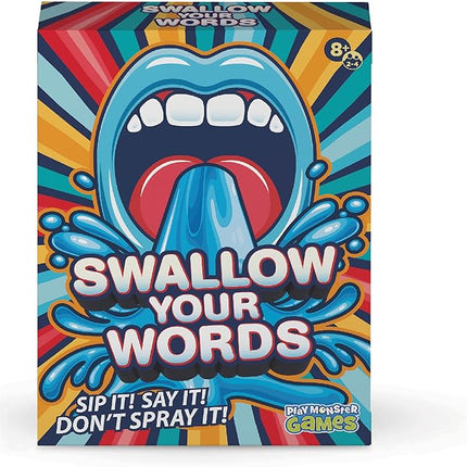 PlayMonster Swallow Your Words Card Games - Board Game for Family Game Night, Sip It, Say It, Don't Spray It, Multiplayer Game, Guess The Phrase Before The Timer Runs Out, Ages 8+