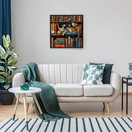 1000pcs Tally Cat Jigsaw Puzzle - Thick Durable Seamless Cardboard Puzzle for Adults & Families Night Game, Colorful Bookshelf Cats & Birds Puzzles Ideal for Gifts Cat Puzzles