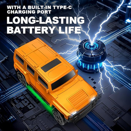 1:64 Scale Off-Road RC Drift Muscle Truck, Proportional Steering & 4WD Rig– 2.4GHz Gun Remote Car, Type-C Fast Charge SUV, Multi-Terrain Drift Tires – Learn Advanced Skills Blackout Overlord