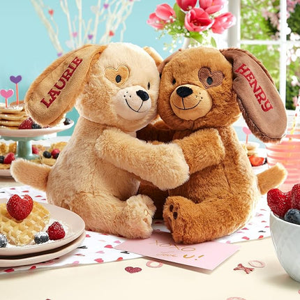 Let's Make Memories Personalized Hugging Plush Puppies - for Birthday - Puppy Love - Dog Stuffed Animal for Kids - for Boy - for Girl