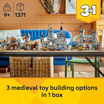 LEGO Creator 3 in 1 Medieval Horse Knight Castle Building Toy for Kids - Building Blocks & Learning Toy for Boys & Girls Ages 9+ - 3 Storytelling Toy Building Sets in 1 - Gift for Birthdays - 31168