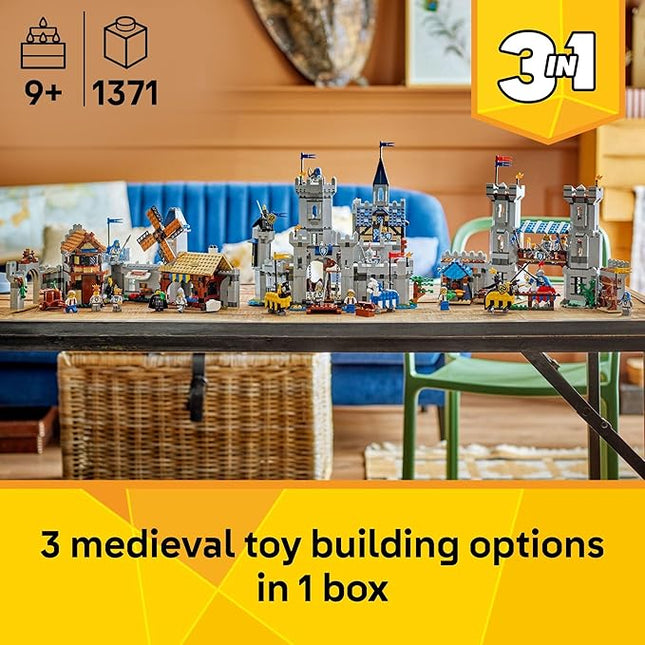 LEGO Creator 3 in 1 Medieval Horse Knight Castle Building Toy for Kids - Building Blocks & Learning Toy for Boys & Girls Ages 9+ - 3 Storytelling Toy Building Sets in 1 - Gift for Birthdays - 31168