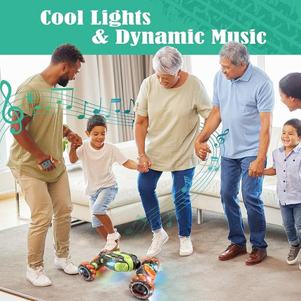 Gesture Sensing RC Stunt Car - Remote & Hand-Controlled Drift Toy for Kids Ages 5-7 6-8 9 10 11 12 Year Old, 4WD, Double-Sided Driving with Lights & Music
