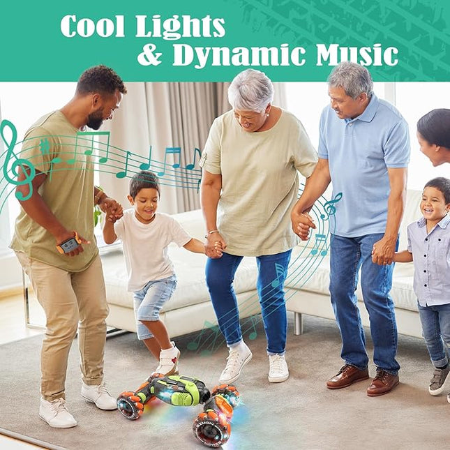 Gesture Sensing RC Stunt Car - Remote & Hand-Controlled Drift Toy for Kids Ages 5-7 6-8 9 10 11 12 Year Old, 4WD, Double-Sided Driving with Lights & Music