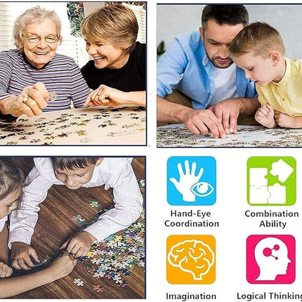 1000 Pieces Puzzle for Adults, Wooden Puzzles 29.5 x 19.7 in,Bookshelf Canal