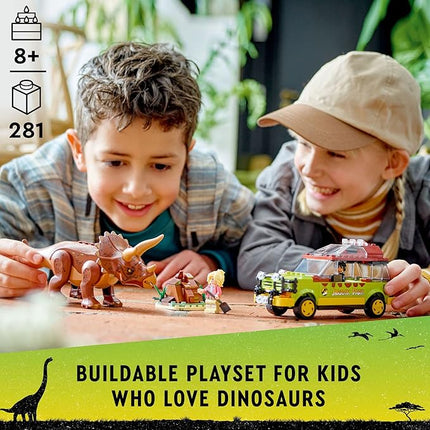 LEGO Jurassic Park Triceratops Research, Jurassic World Toy, Fun Birthday Gift Idea for Kids Ages 8 and Up, Featuring a Buildable Ford Explorer Car Toy and Dinosaur Figure, 76959