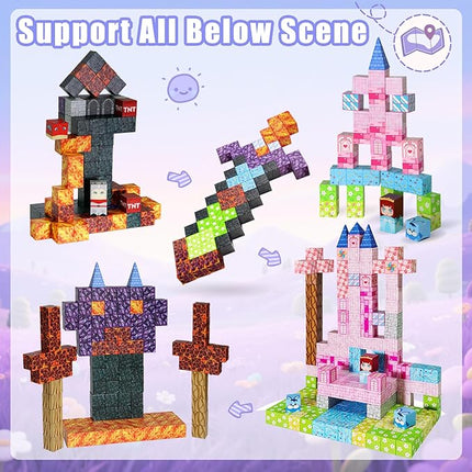 Magnetic Blocks, 150PCS Magnetic Building Blocks, STEM Constructions Magnet Blocks for Boys Girls Age 3 4 5 6 7 8 9 10, Sensory Stacking Toy Christmas Birthday Gifts for Kids